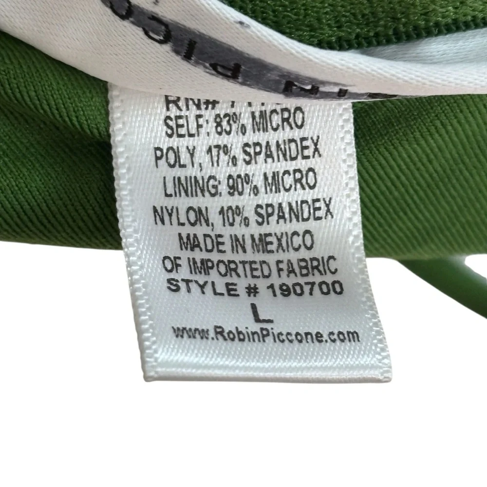 Robin Piccone Lily Ribbed Halter Triangle Bikini Top Basil Green L NWOT